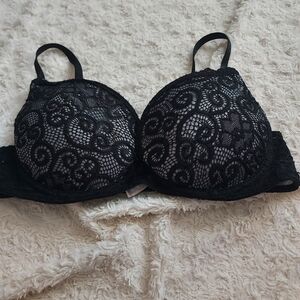 Black & Gray lacey push-up underwire bra - 34C